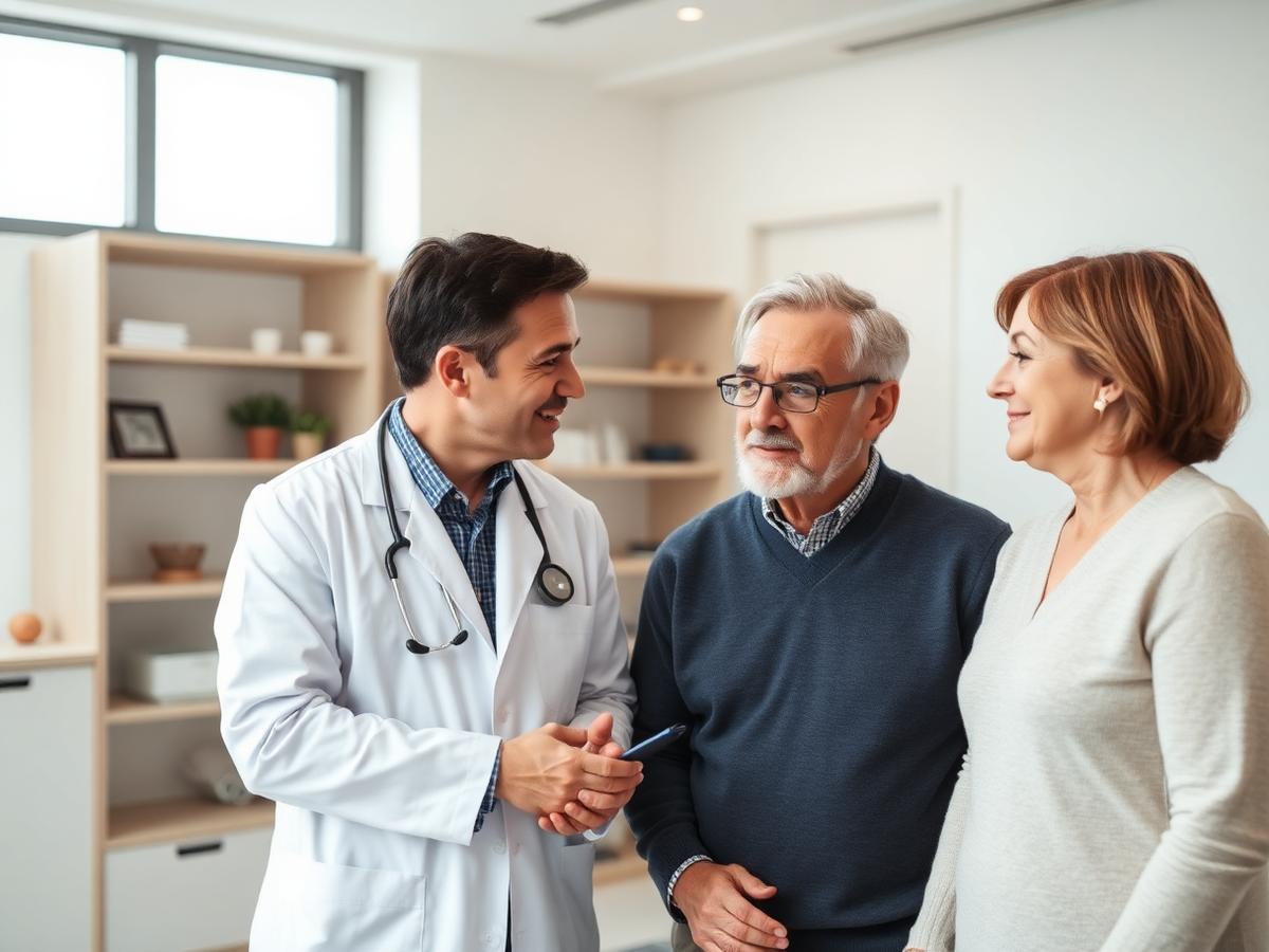 Médecin du sommeil en consultation avec un couple de patients